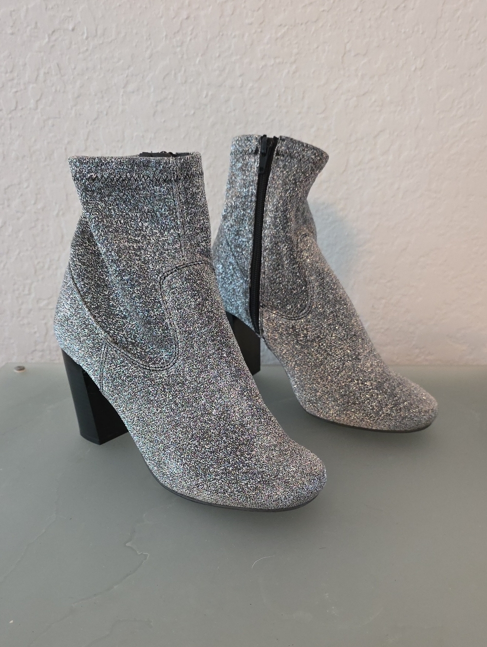 Rubi Silver Glitter Ankle Boots US Size 8.5 / Euro 39